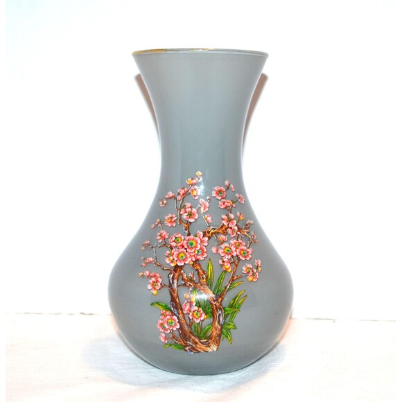 Vintage Vase Cherry Blossoms on Gray Perfect for Lego Flowers - Picture 1 of 5
